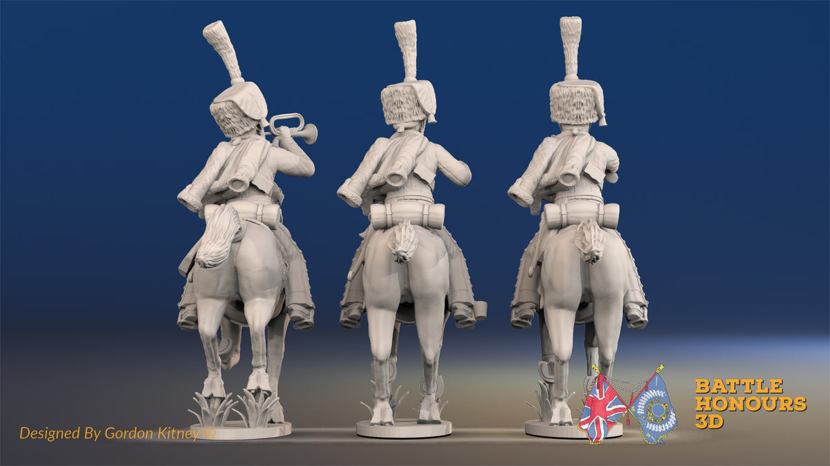 French Hussar command elite colpack galloping rear view
