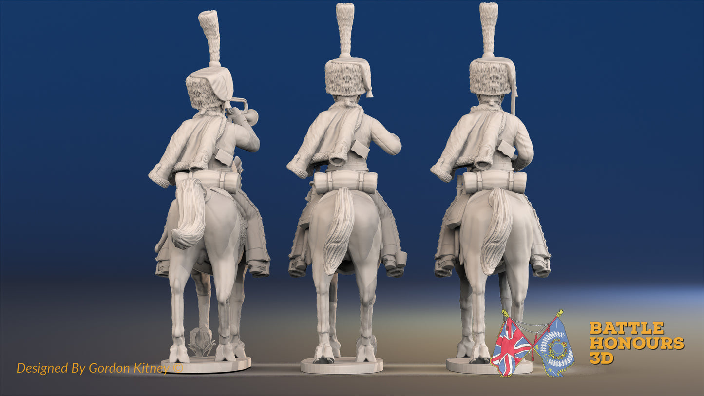 French Hussar command elite colpack trotting rear view