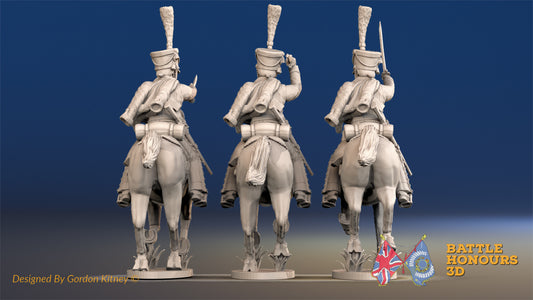 French Hussar full dress shako galloping rear view