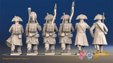 French line command march attack bicorn greatcoat rear view