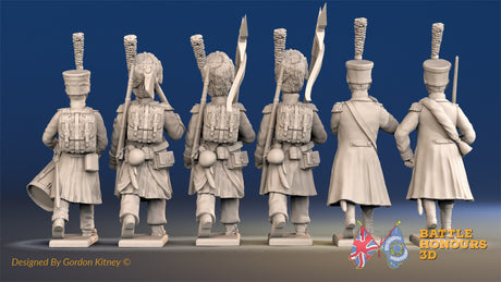 French line command march attack shako greatcoat rear view