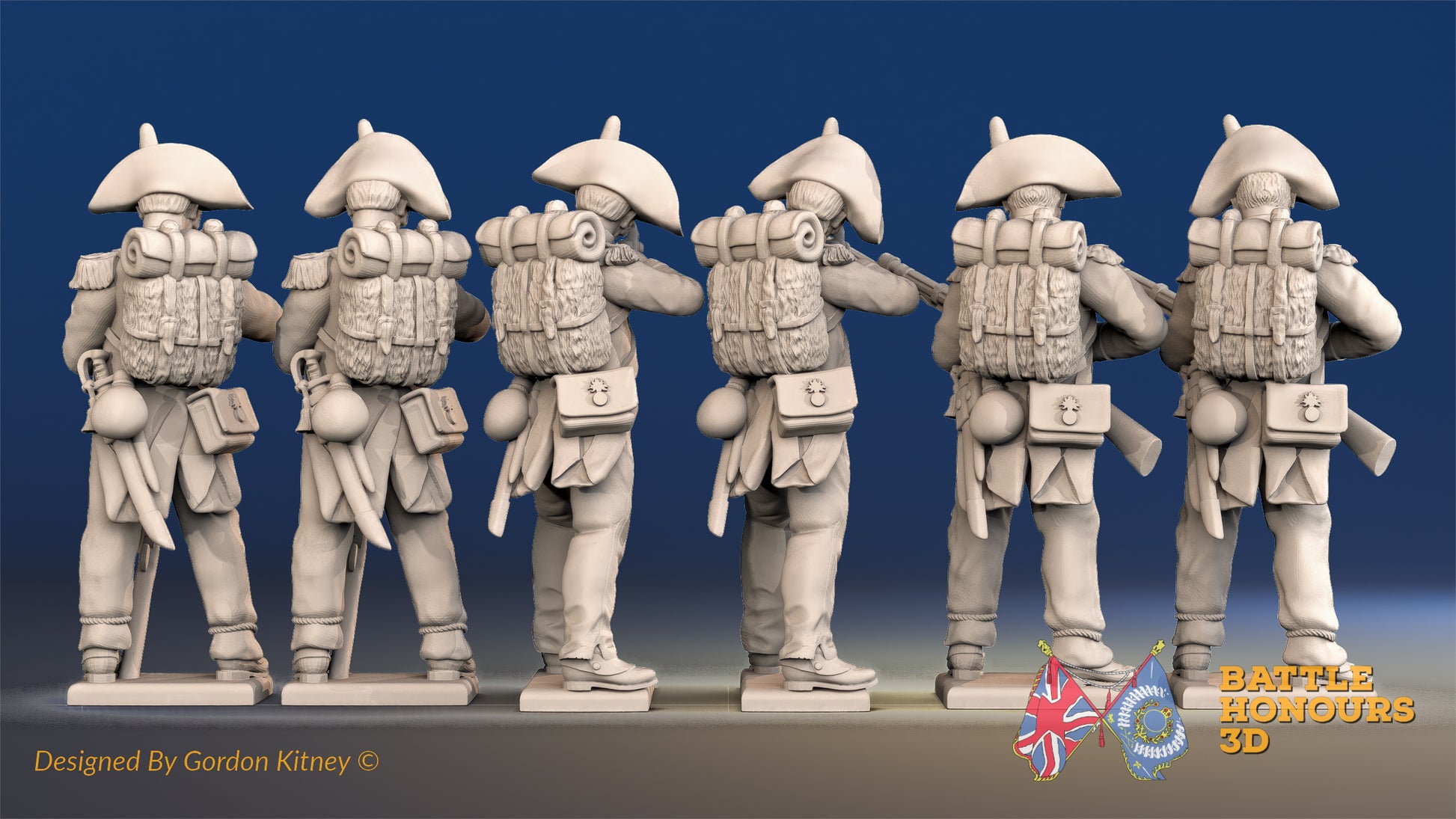French line Grenadier loading and firing bicorn rear view
