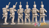 French line Grenadier loading and firing shako rear view