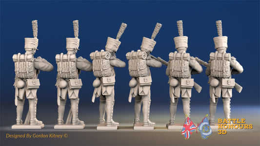 French line Grenadier loading and firing shako gaiter rear view