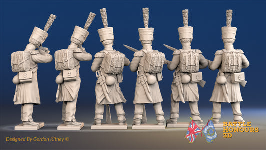 French line Grenadier loading and firing shako greatcoat rear view