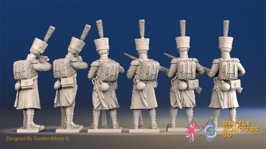 French line Grenadier loading and firing shako greatcoat gaiter rear view