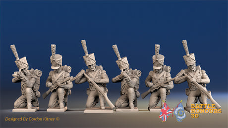 French line grenadier loading and firing kneeling in shakos and gaiters