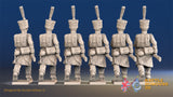 French line Grenadier shako greatcoat advancing rear view