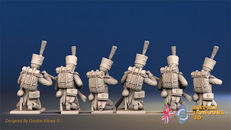 French line Grenadier shako loading firing kneeling rear view