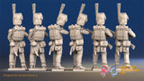 French line Grenadiers loading and firing bearskins rear view