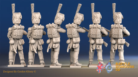 French line Grenadiers loading and firing bearskins rear view