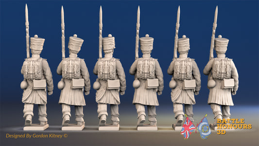 French march attack Fusiliers greatcoat rear view