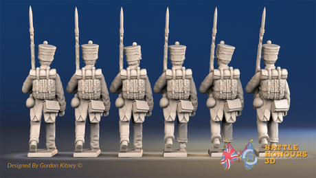 French march attack Fusiliers shako rear view