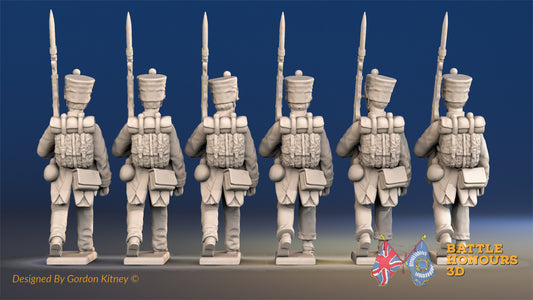 French march attack Fusiliers shako rear view