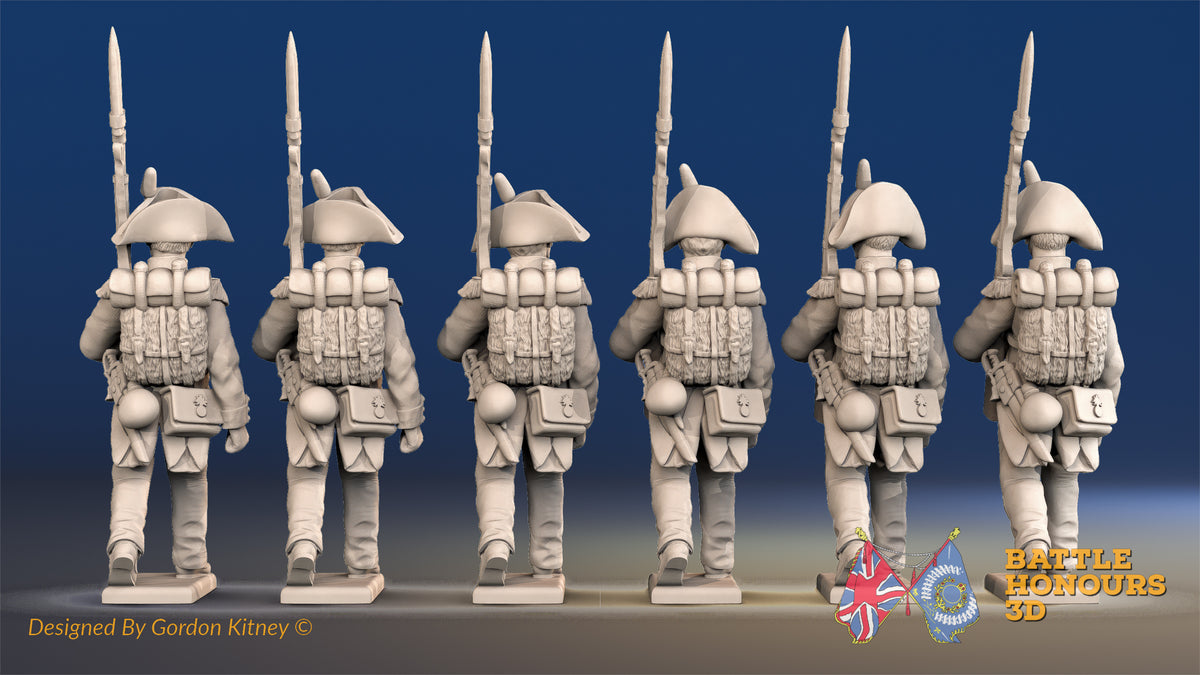 French march attack line Grenadier bicorn rear view