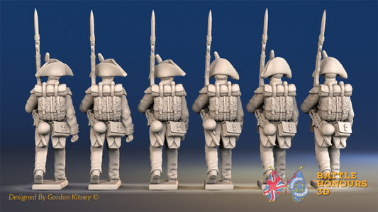French march attack line Grenadier bicorn rear view
