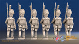 French march attack line Grenadiers rear view