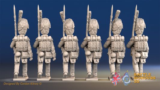 French march attack line Grenadiers rear view