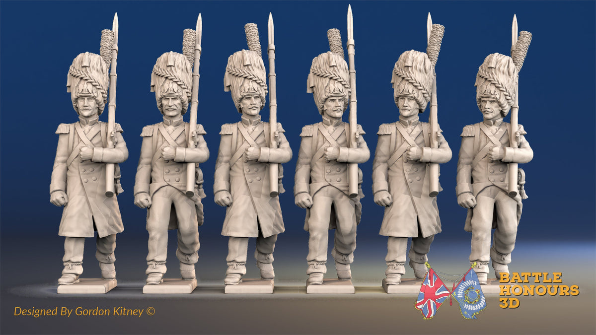 French march attack line Grenadiers bearskin greatcoat alternate view