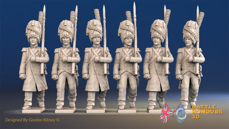 French march attack line Grenadiers bearskin greatcoat alternate view