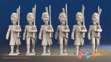 French march attack line Grenadiers bearskins greatcoat gaiter alternate view