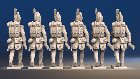 Napoleonic French Voltigeurs advancing in Tarleton and gaiters rear view