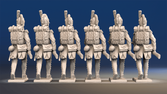 Napoleonic French Voltigeurs advancing in Tarleton and gaiters rear view