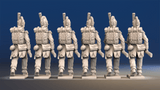 Napoleonic French Voltigeurs advancing in Tarleton and trousers rear view