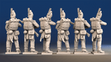 Napoleonic French Voltigeurs loading and firing in Tarleton and trousers rear view