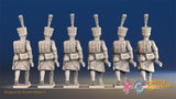 French Voltigeurs advancing shako greatcoat gaiter rear view