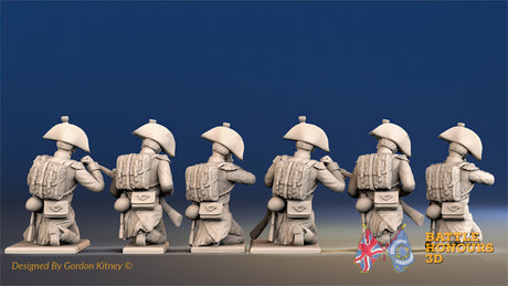 French Voltigeurs bicorn greatcoat loading firing kneeling rear view