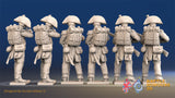 French Voltigeurs firing and loading bicorn rear view