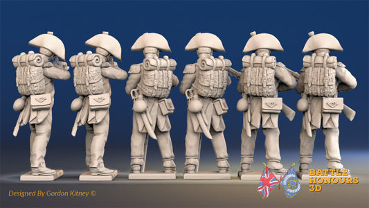 French Voltigeurs firing and loading bicorn rear view