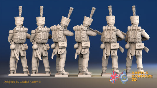 French Voltigeurs firing and loading shako rear view