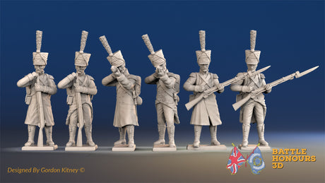 French Voltigeurs loading and firing shako greatcoat boots alternate view
