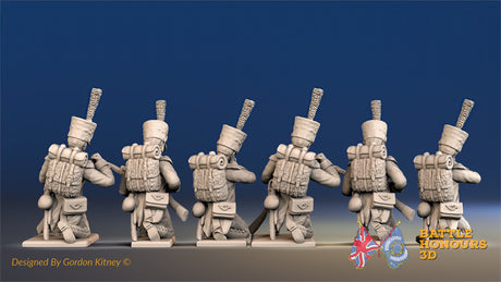 French Voltigeurs shako gaiter loading and firing kneeling rear view