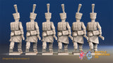 French Voltigeurs shako greatcoat advancing rear view