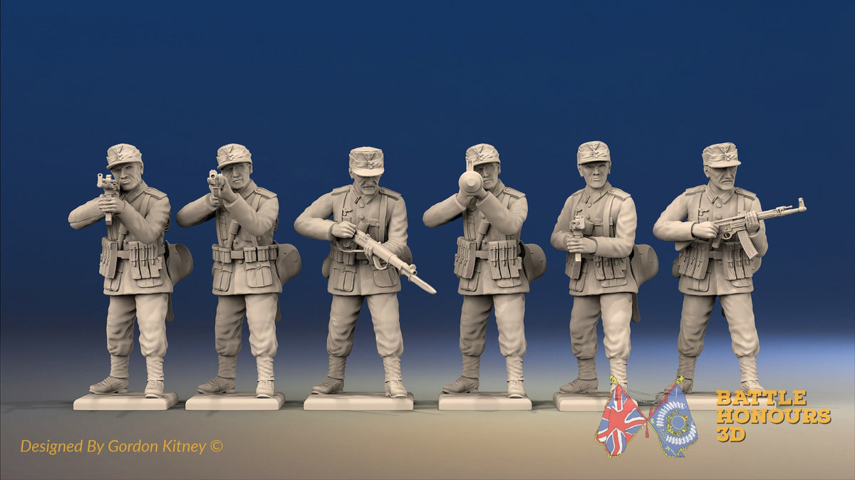 WW2 German Infantry Gaiters Field Cap Firing miniature figures front view