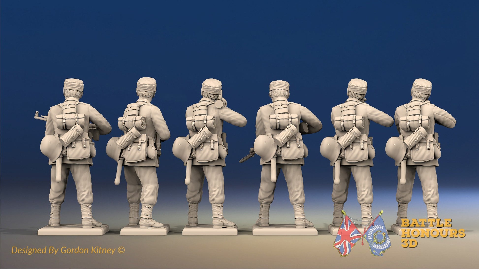 WW2 German Infantry Gaiters Field Cap Firing miniature figures rear view