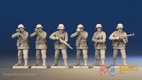 WW2 German Infantry Gaiters Helmet Firing miniature figures front view