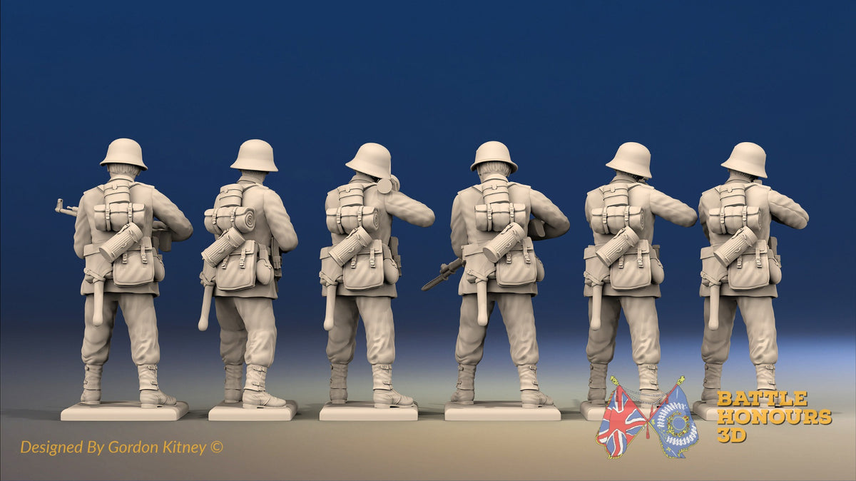 WW2 German Infantry Gaiters Helmet Firing miniature figures rear view