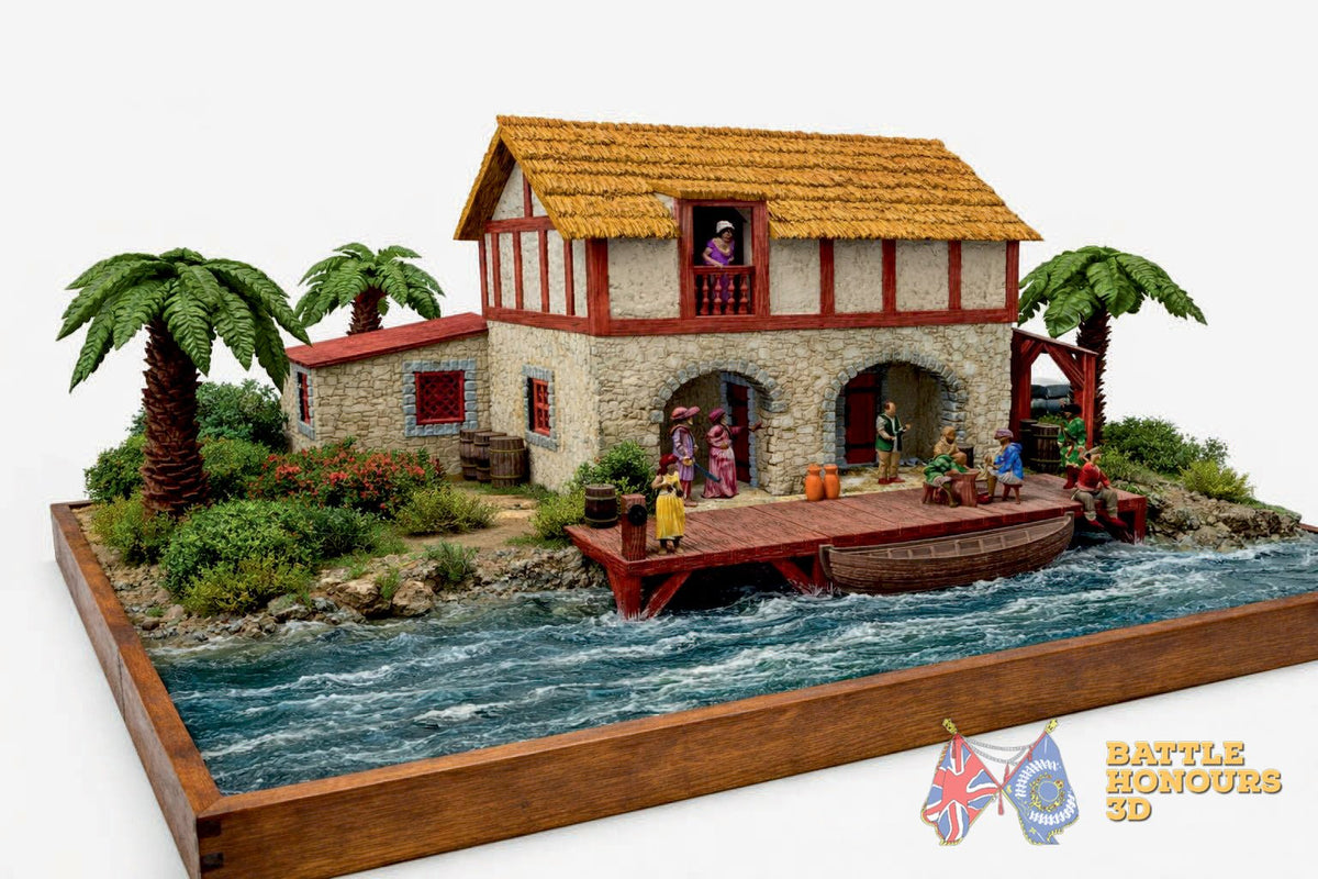 Colonial Caribbean house of pleasure terrain model graphic