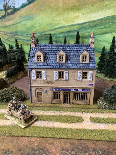 Howard Greenwood painted WW2 Normandy rural bar building