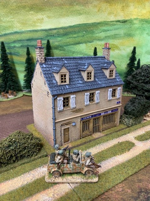 Howard Greenwood painted WW2 Normandy rural bar building alternate view