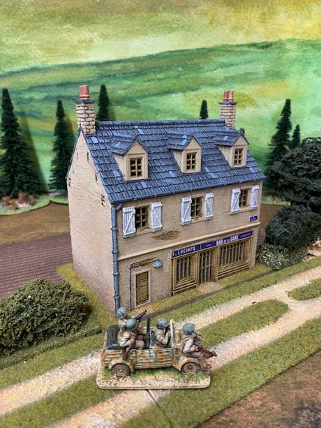 Howard Greenwood painted WW2 Normandy rural bar building alternate view