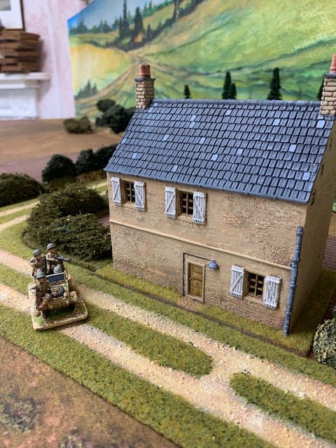 Howard Greenwood painted WW2 Normandy rural bar building alternate view