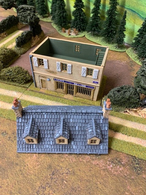 Howard Greenwood painted WW2 Normandy rural bar building alternate view