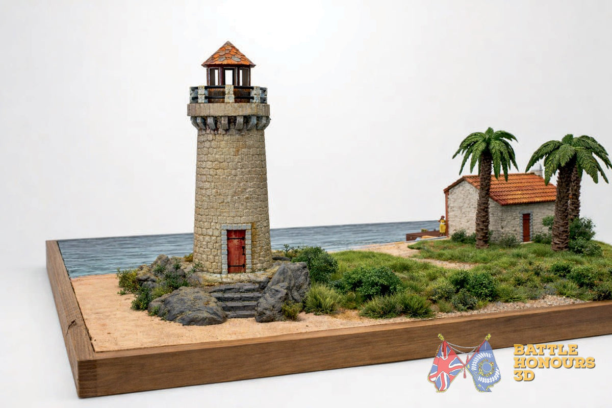 Colonial Caribbean lighthouse terrain model graphic