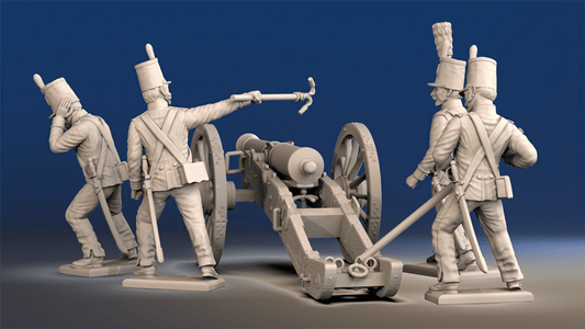 Portuguese artillery firing gun crew rear view