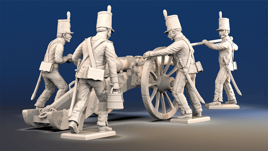 Portuguese artillery loading gun crew rear view